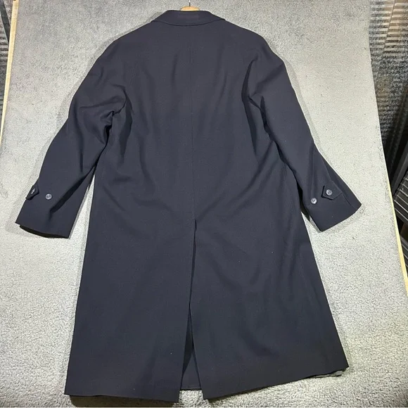 Vintage Christian Dior MONSIEUR Men’s Trench Coat Navy Blue 42L 100% Wool USA